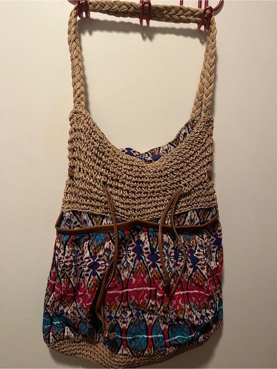 Capelli of New York Handbags - Cappelli   Beige Crochet-Multicolor Boho Hobo Bag